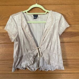 Y2K Fang velvet tie front cropped cardigan top